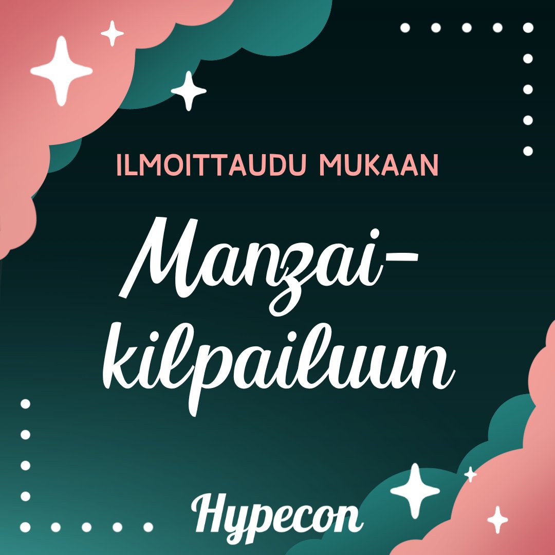 🎭  Ilmoittautuminen Suomen ensimmäiseen manzai-kisaan on startannut! 🎭

Saatko kaverisi kanssa manzai-tuomarit nauramaan? 
🔗 Ilmoita ryhmäsi mukaan nauruntäyteiseen kilpailuun täältä: hypecon.net/manzai-kilpailu

Muistathan lukea läpi myös kilpailun säännöt. 
Nähdään lavalla! 👑