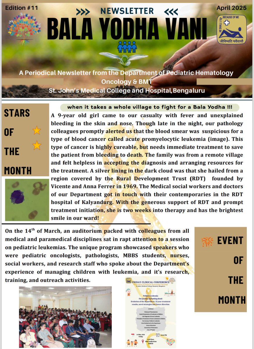 StJohnsPHO's tweet image. Bala Yodha Vani April 2025 #pedhematologyoncology #sicklecell #wilmstumor