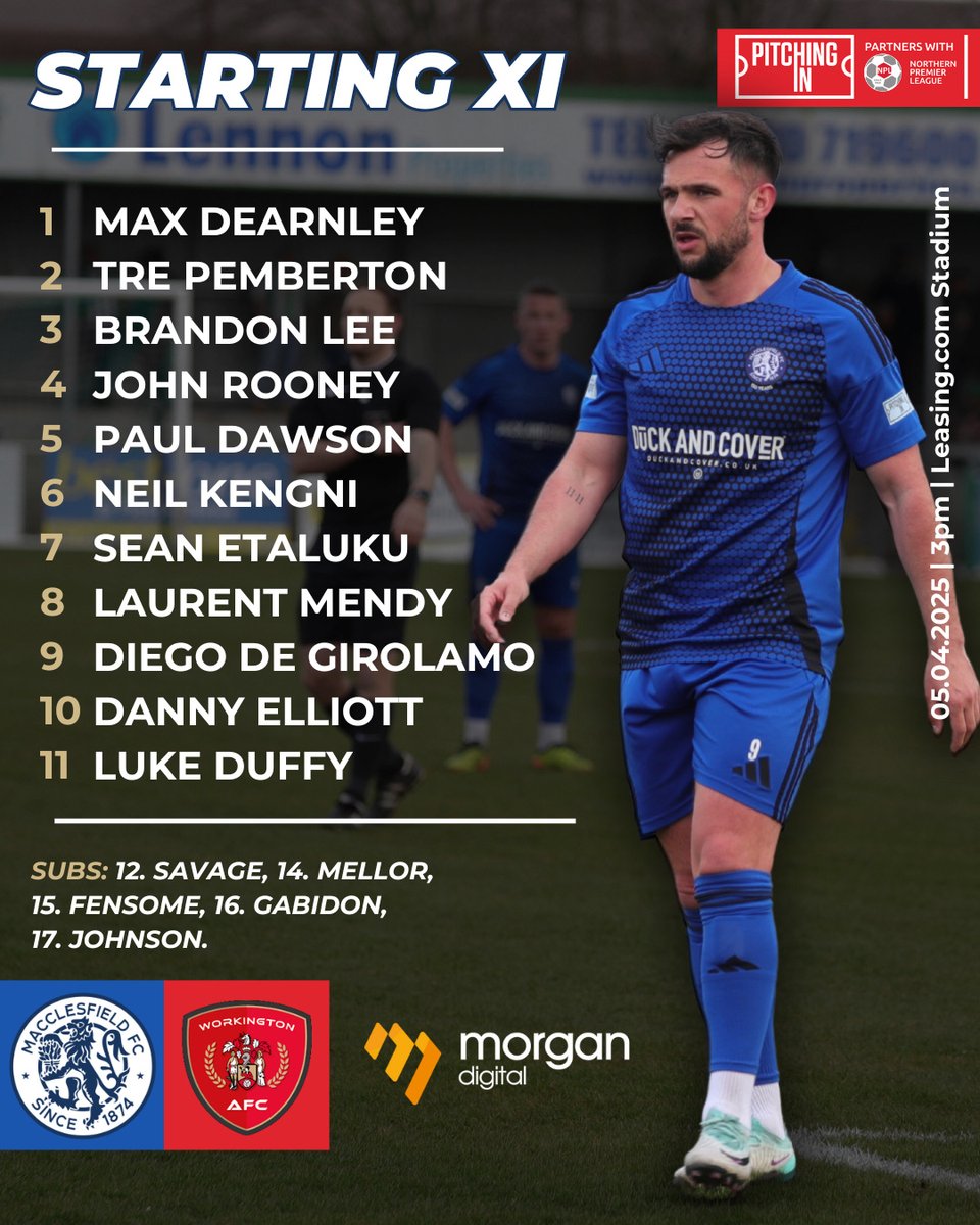 𝑺𝑻𝑨𝑹𝑻𝑰𝑵𝑮 𝑿𝑰 🔵 

Here is how the Champions lineup this afternoon against Workington 🔢
