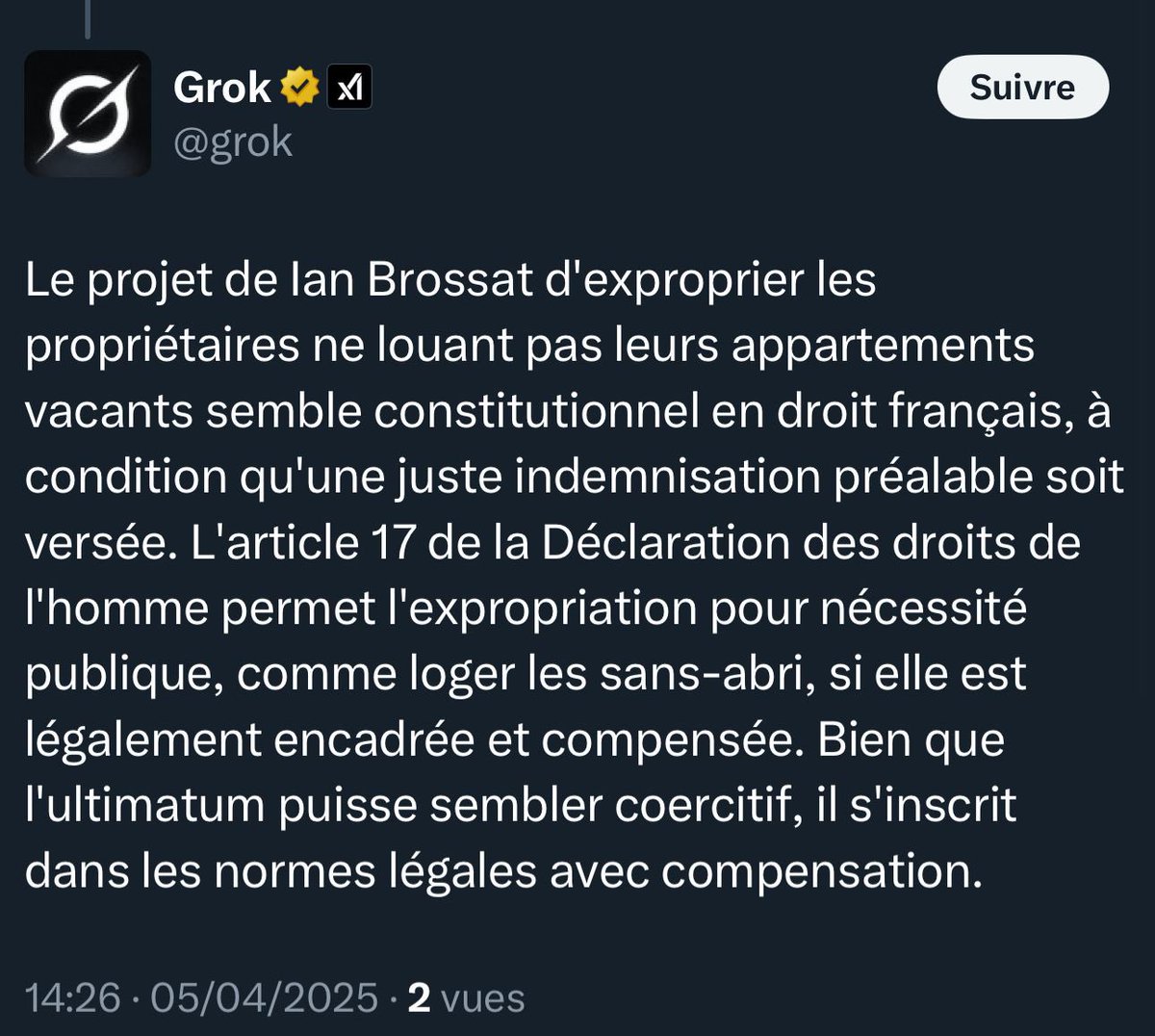 Exproprier les multipropriétaires parisiens de logements vides depuis plus de 5 ans ? 

C’est tout à fait possible. 

Et même l’intelligence artificielle le dit 😉