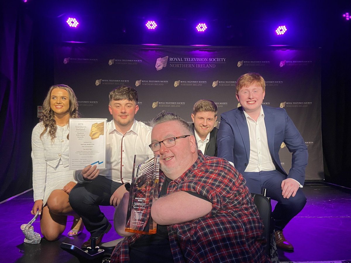 DJTheLegoMan's tweet photo. The Students and I were ￼ nominated  in two categories.
Factual Short Form and Craft for best Production and Won both of them for The Lego Man Documentary, ￼couldn’t be happier for everyone involved￼! It was a Team Effort Thank you 🙏@RTS_NI @RTSNW https://t.co/K8mhXSxUUE