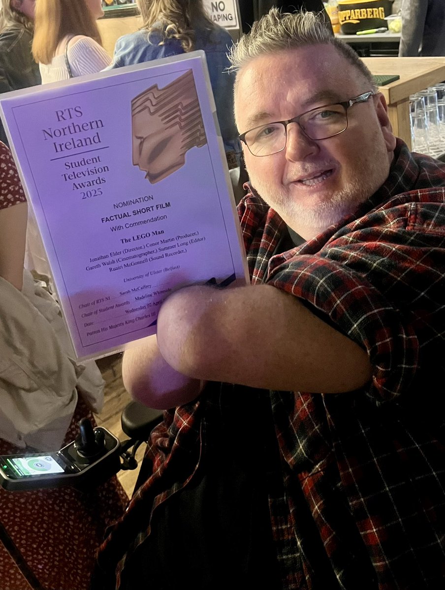 The Students and I were ￼ nominated  in two categories.
Factual Short Form and Craft for best Production and Won both of them for The Lego Man Documentary, ￼couldn’t be happier for everyone involved￼! It was a Team Effort Thank you 🙏<a href="/RTS_NI/">RTS_NI</a> <a href="/RTSNW/">Royal Television Society North West</a>