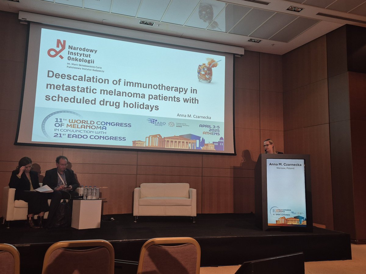 Piotr Rutkowski (@rutkowskip1972) on Twitter photo Prof <a href="/AMCzarnecka/">Anna M. Czarnecka</a> <a href="/NIO_PIB/">Narodowy Instytut Onkologii, Warszawa</a> presents the amazing results for team study of Polish Melanoma Group on drug vacations on immunotherapy in stage 4 #Melanoma during #eado2025 <a href="/OnkologiaPolska/">Polskie Towarzystwo Onkologiczne</a> Prof <a href="/AMCzarnecka/">Anna M. Czarnecka</a> <a href="/NIO_PIB/">Narodowy Instytut Onkologii, Warszawa</a> presents the amazing results for team study of Polish Melanoma Group on drug vacations on immunotherapy in stage 4 #Melanoma during #eado2025 <a href="/OnkologiaPolska/">Polskie Towarzystwo Onkologiczne</a>