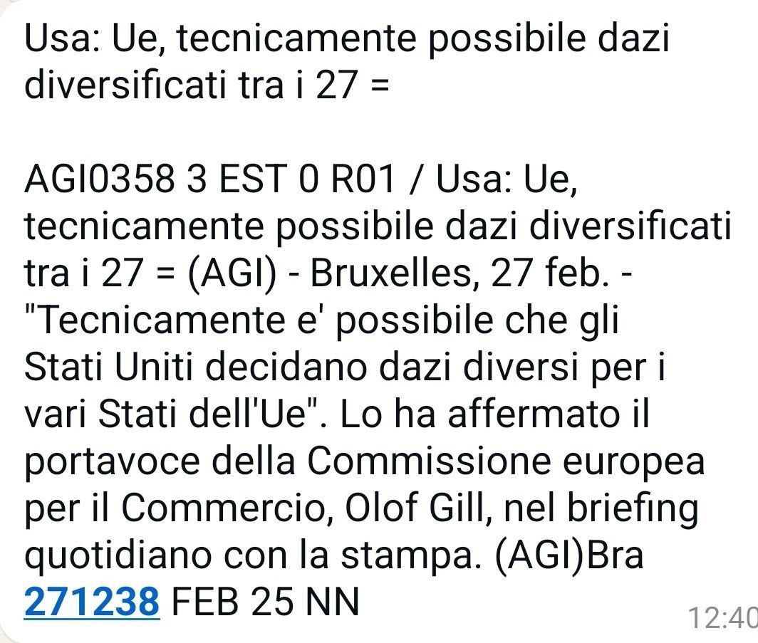 L'Italia, dunque, ha tutto l'interesse a trattare bilateralmente con gli Sati Uniti, sganciandosi dal cappio al collo della Von Der Leyen e dal dirigismo della Germania.