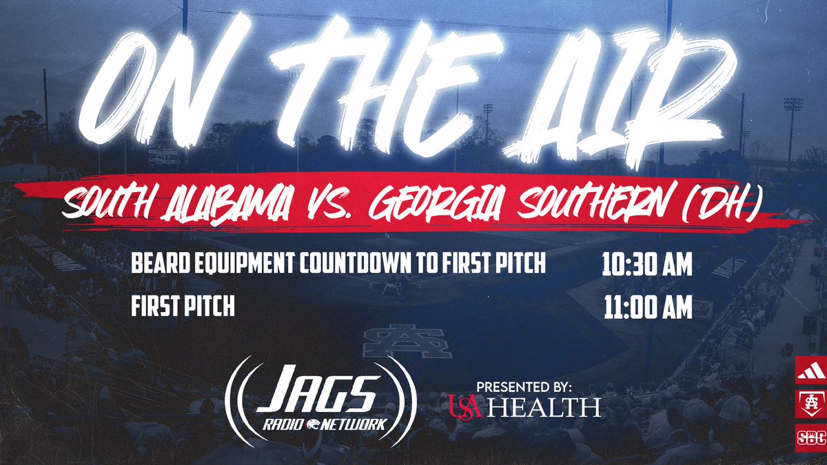 Jags Radio Network (@jagsrn) on Twitter photo Let's play two! <a href="/SouthAlabamaBSB/">South Alabama Baseball</a> looks to take the series vs. Georgia Southern. <a href="/JTCrabtreeUSA/">JT Crabtree</a> and <a href="/CharlieHar20409/">Charlie Harrison</a> have the call this morning!
๐: usajaguars.com/ontheair Let's play two! <a href="/SouthAlabamaBSB/">South Alabama Baseball</a> looks to take the series vs. Georgia Southern. <a href="/JTCrabtreeUSA/">JT Crabtree</a> and <a href="/CharlieHar20409/">Charlie Harrison</a> have the call this morning!
๐: usajaguars.com/ontheair