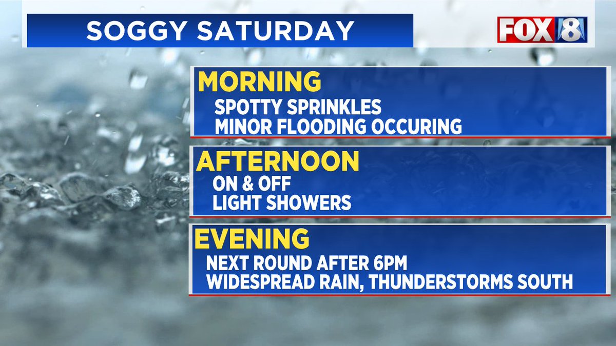 FLOOD ADVISORY issued for several of our communities.  1-2" of rain has fallen with an additional 0.5-1.5" coming.
FLOOD WARNINGS (Bright Green) for a few rivers/creeks with minor flooding occurring.
Light showers become more numerous later today.
Next round after 6PM.
<a href="/fox8news/">fox8news</a>