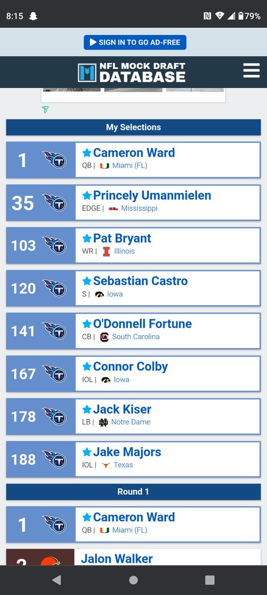 Anthony_DSmith's tweet image. Titans need
Rd 1 QB
Rd 2 Edge
Rd 4 WR
Rd 4 Safety
Rd 5 CB
Rd 5 RG
Rd 6 LB
Rd 6 Back Up C
In this order if they don't make trades, and this is my draft with players that will definitely be available at that pick