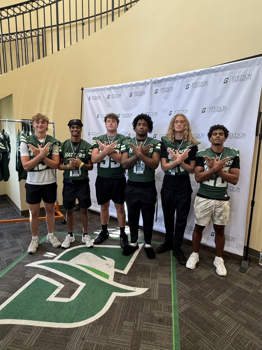 Had an incredible time visiting <a href="/StetsonFootball/">Stetson Football</a> already looking forward to going back! <a href="/BIGshadowMIKE/">Coach Mike Jasper</a> 
<a href="/CoachSmith91/">Herman Smith</a> <a href="/_CoachWallace/">Kyle Wallace</a> <a href="/CoachKLBs/">Dustin Kincaid</a> <a href="/AtifAustin/">Coach Austin</a> <a href="/Coach_Denson863/">TJ Denson</a> <a href="/coachcgadapee/">Chace Gadapee</a> <a href="/CoachB_Reynolds/">Brian Reynolds</a> 
<a href="/MerrittIslandFB/">Mustang Football</a> <a href="/CoachMurray47/">Tyler Murray</a>
