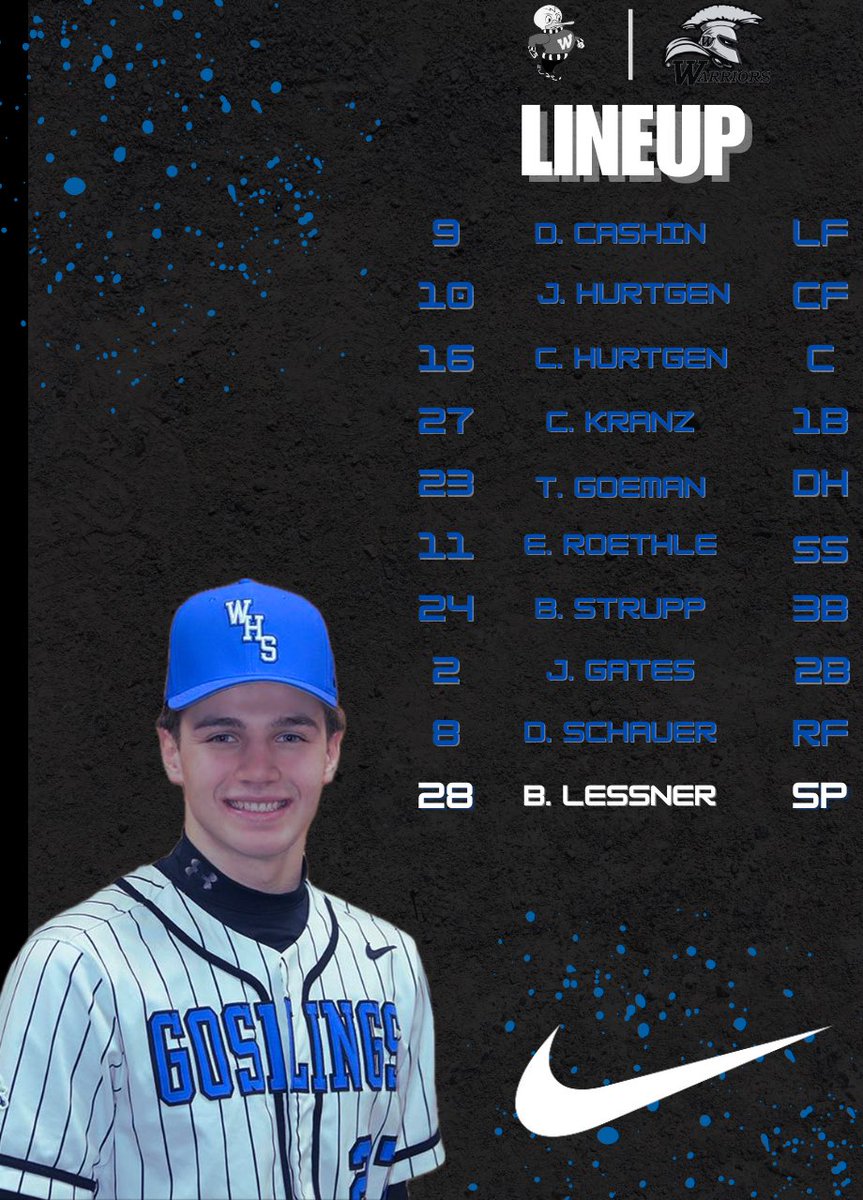 Today’s lineup v. Waupun. Go Goslings!