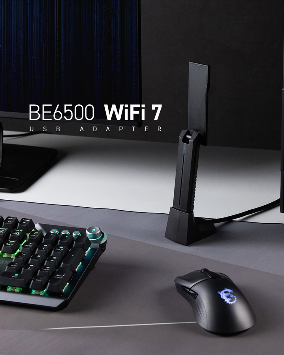 msigaming_de's tweet image. ❌ Häng nicht in der Vergangenheit fest, wenn du mit WiFi 7 abheben kannst!   
Steck den BE6500 WiFi 7 USB-Adapter ein und erlebe, wie deine Verbindung abhebt.  
Jetzt heißt es: Ready for takeoff 🚀  

#WiFi7 #MSINetworking #USBAdapter #BE6500