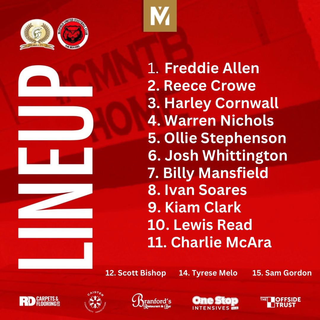 Today’s lineup to face Blofield. 

#CMNTB