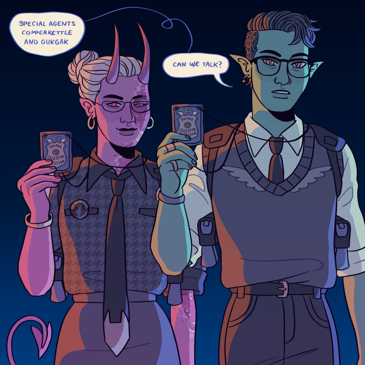 Rabdoidal's tweet photo. post-hell resurection kipperlilly and also 10 years post-graduation agents Gukgak &amp; Copperkettle: Private Investigators u mean so much to me
#fhjy #dimension20 

🕵️ kofi link if you’re feeling generous 🕵️ >> https://t.co/mKhKLBckQJ https://t.co/agmWui8NTN