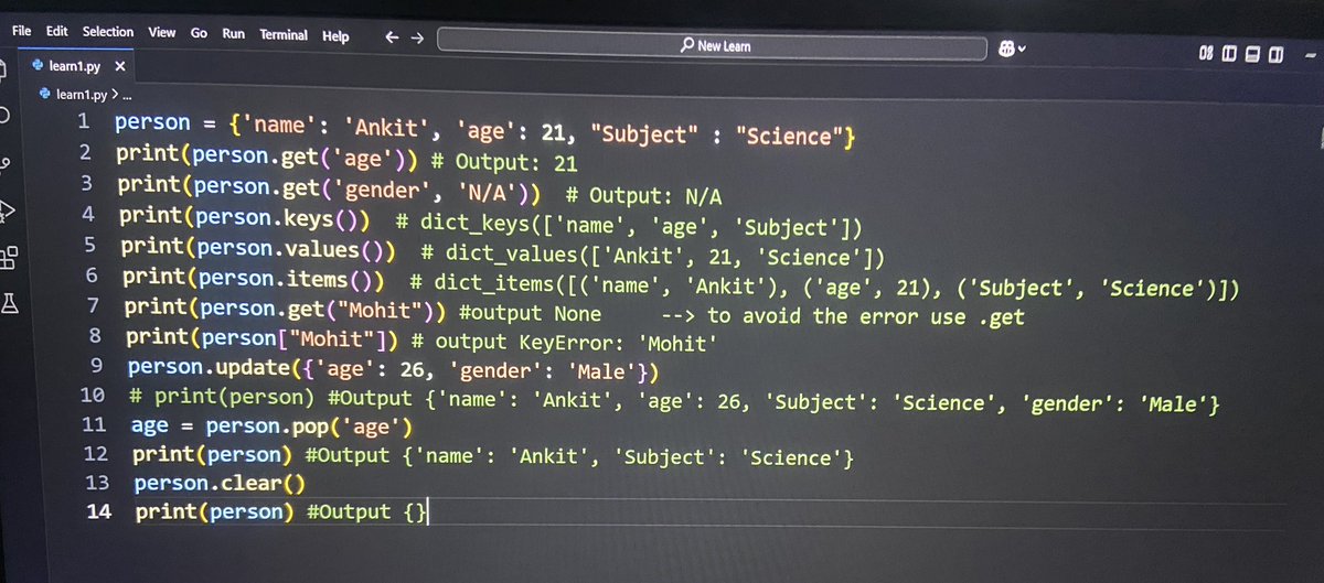 Pythonic_Sumit's tweet image. Day - 5

Today I learned about Dictionary in Python. 

A dictionary in Python is a collection of key-value pairs. It is used to store and organize data. Each value is accessed using a unique key. #Python #tech #Trump #DataAnalytics