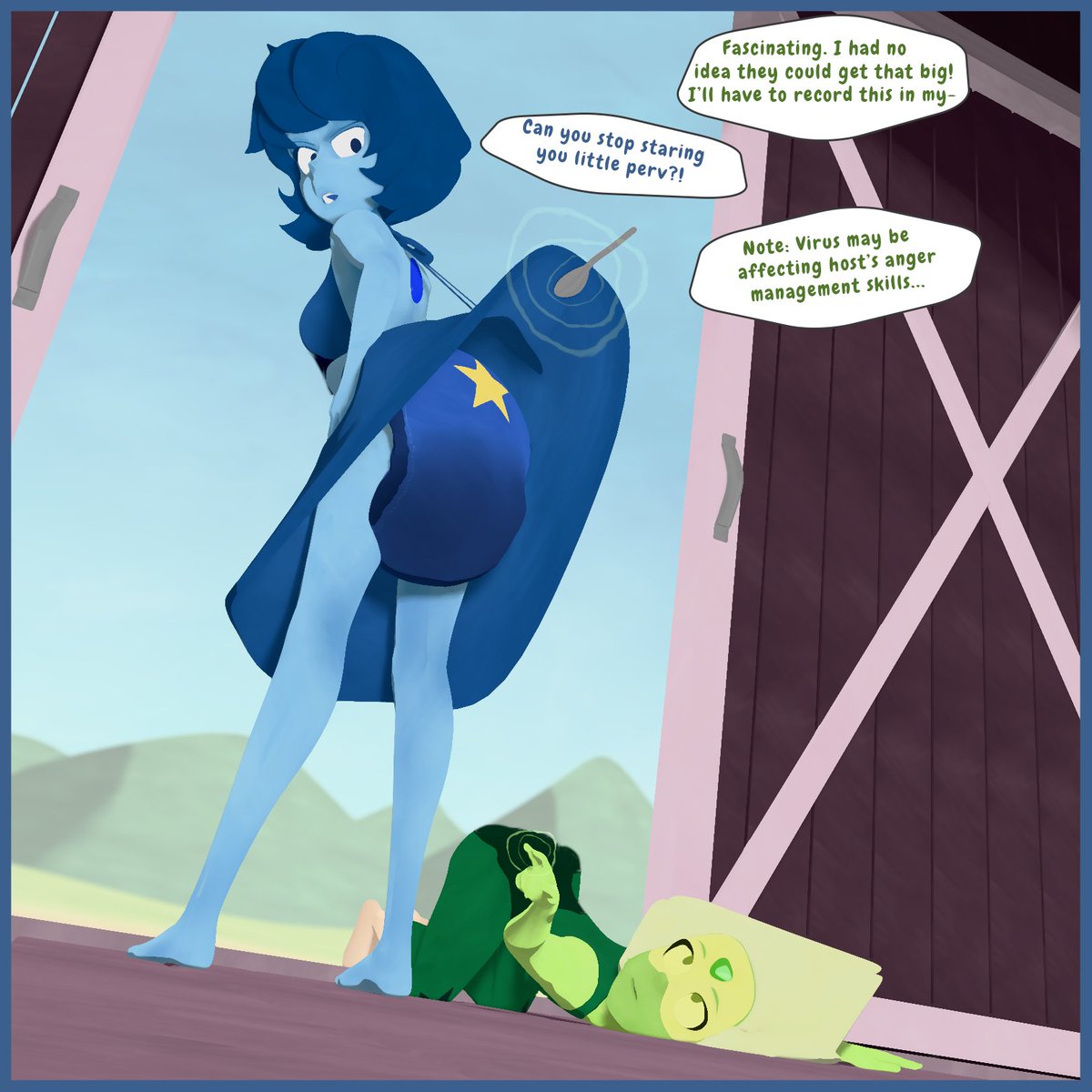 Lapis has come down with a rare virus... Luckily she has Peridot around to ensure her health! #abdl