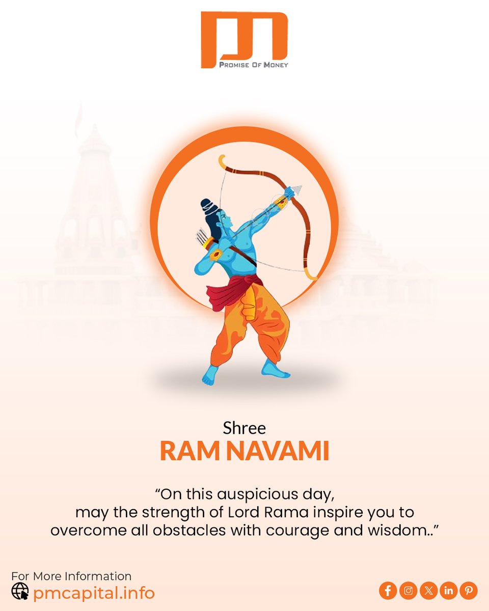 pmcapitalpvtltd's tweet photo. On this auspicious day, may the strength of Lord Rama inspire you to overcome all obstacles with courage and wisdom.

🙏 Happy Ram Navami 🙏

#HappyRamNavami #RamNavami2025 #RamNavami #JayShriRam #RamJanmotsav #SpiritualVibes #Loan #Finance #Rajkot #India #PMCapitalLimited https://t.co/LO6fPrHqCA