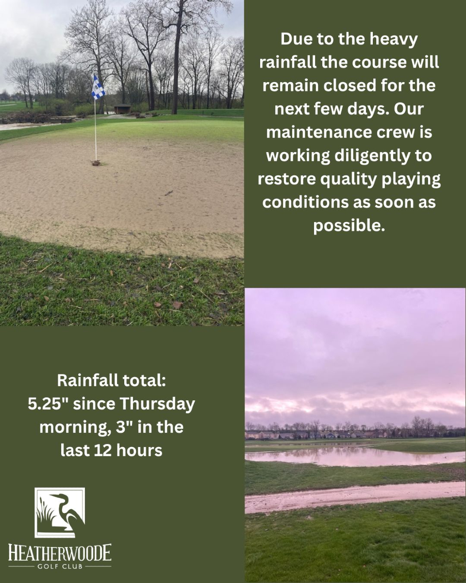 Rain, rain, go away, we want to golf! #heatherwoodegc #SWOhiogolf #SpringboroOhio #drivingrangeclosedtoo