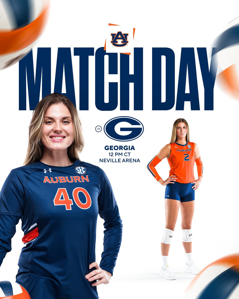 Auburn Family, start your day off with some volleyball! 

🆚 Georgia 
⏰ Noon CT
🎟️ Free Admission 

#WarEagle X <a href="/AuburnTigers/">Auburn Tigers</a>