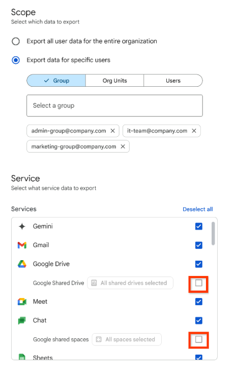 appsatori's tweet image. Beta novinka pro adminy Google Workspace! 🚀 Exportujte data z více služeb (Gmail, Chat, Disk...), dle data, štítků z Disku nebo ze sdílených disků. Získejte detailní kontrolu nad daty vaší organizace. Snadný export bez registrace do beta programu.
#GoogleWorkspace #DataExport