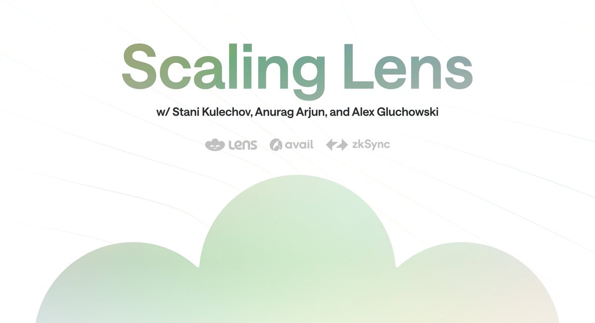 Lens Chain (@lc) on Twitter photo Scaling Lens livestream on Lens' X on Tuesday, April 8th, 2025.
8am PT / 11 AM ET / 5PM CEST
with <a href="/StaniKulechov/">Stani.eth</a> (Founder, Lens), <a href="/anuragarjun/">Anurag Arjun</a> (Founder, <a href="/AvailProject/">Avail</a>) and <a href="/gluk64/">ALEX | ZK ∎</a> (inventor, <a href="/zksync/">ZKsync (∎, ∆)</a>) Scaling Lens livestream on Lens' X on Tuesday, April 8th, 2025.
8am PT / 11 AM ET / 5PM CEST
with <a href="/StaniKulechov/">Stani.eth</a> (Founder, Lens), <a href="/anuragarjun/">Anurag Arjun</a> (Founder, <a href="/AvailProject/">Avail</a>) and <a href="/gluk64/">ALEX | ZK ∎</a> (inventor, <a href="/zksync/">ZKsync (∎, ∆)</a>)