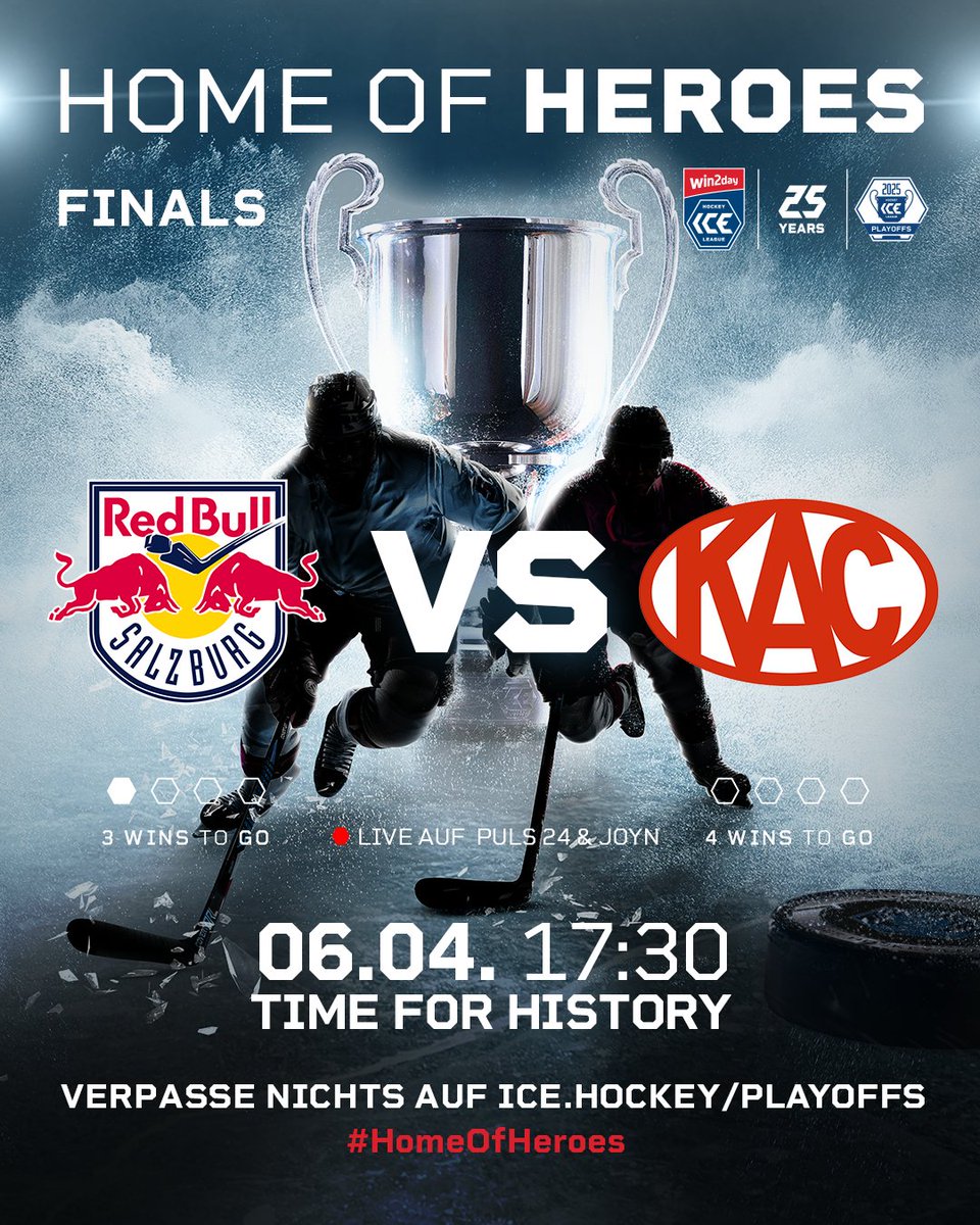 Final two between Salzburg and Klagenfurt takes place today. PULS 24 &amp; JOYN broadcast the match from 17:05 live.

#HomeOfHeroes #TimeForHistory