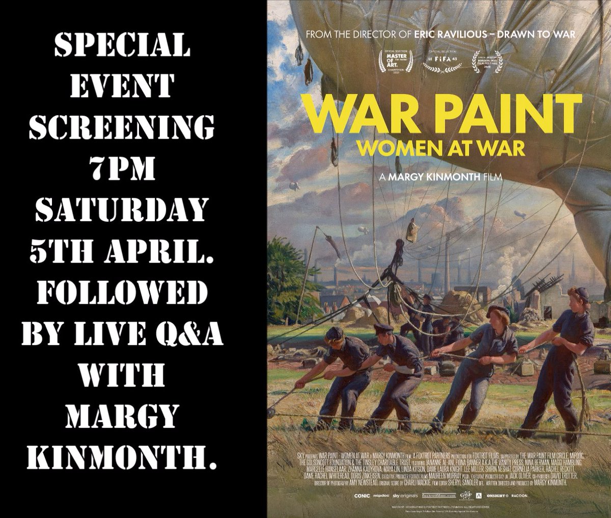 TONIGHT AT 7PM:
WAR PAINT: WOMEN AT WAR
+ Q&amp;A with director Margy Kinmonth.
We're delighted to welcome Margy Kinmonth back to our stage to discuss her new film: War Paint – Women At War, which shines a light on trailblazing women war artists. Tickets: aldeburghcinema.co.uk/AldeburghCinem…