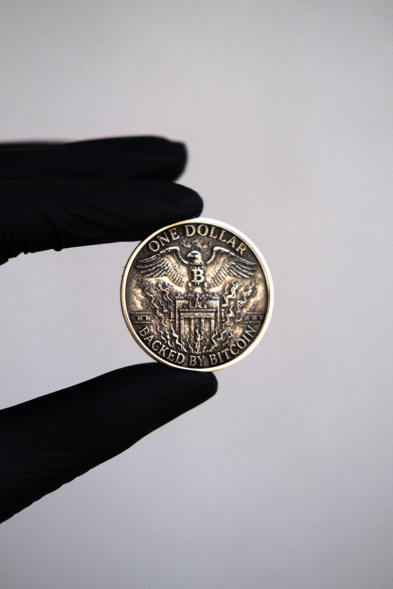 KanutoTakumi's tweet image. "One Dollar backed by Bitcoin"
Liberal eagle above the burning FED.
40mm brass coin, deep engraving, artificially aged and polished.