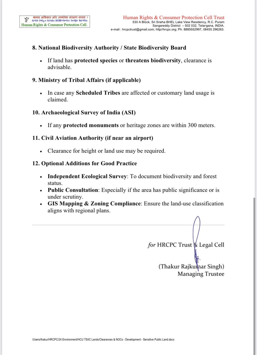 At last some sensible observations on Kancha Gachibowli

Even though the Kancha Gachibowli land adjacent to HCU is not a notified
reserve forest and technically lies with the Telangana government, multiple
environmental and regulatory permissions (including NOCs) are still
