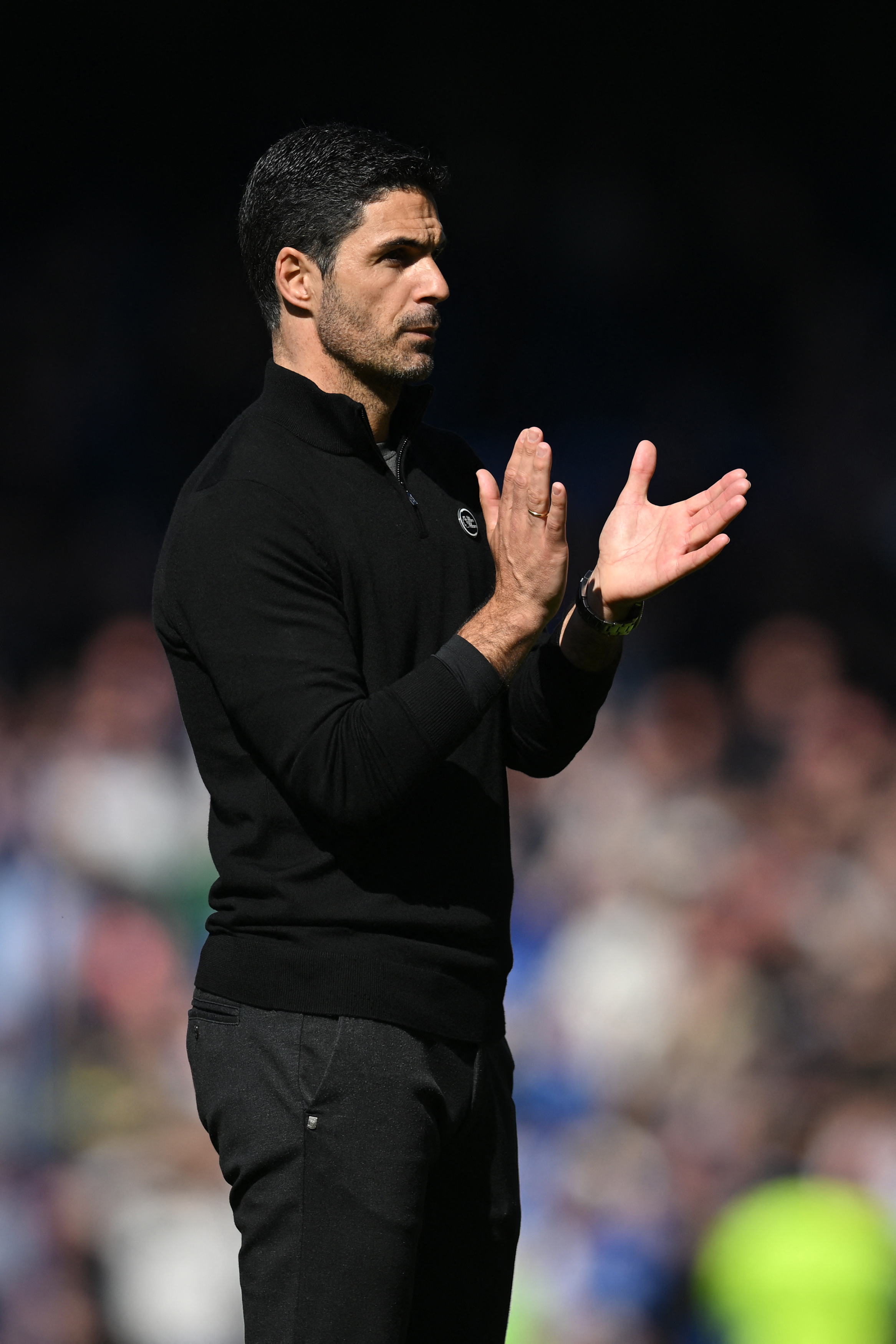 Mikel Arteta applauds the Arsenal faithful.