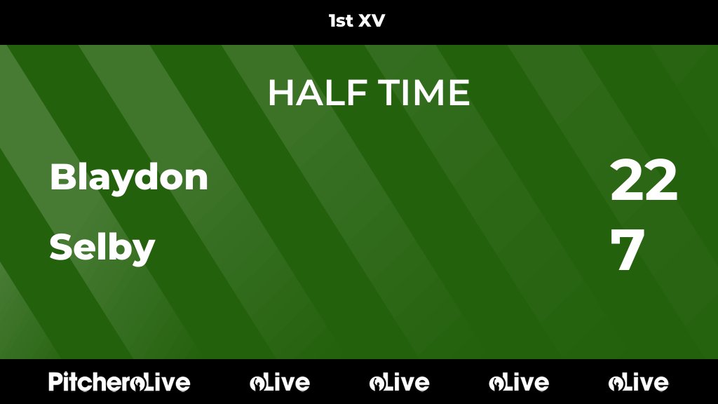 HALF TIME: 
Early injuries scuppered Selby’s confidence. 

Blaydon 22 - 7 Selby
#BLASEL #Pitchero
selbyrufc.club/teams/2267/mat…
