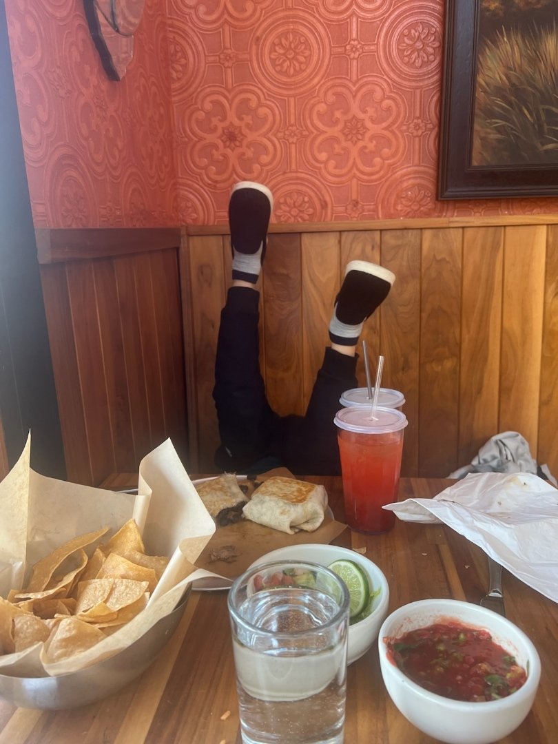 My nephew took my five year old great nephew to lunch yesterday.
This is how it went: