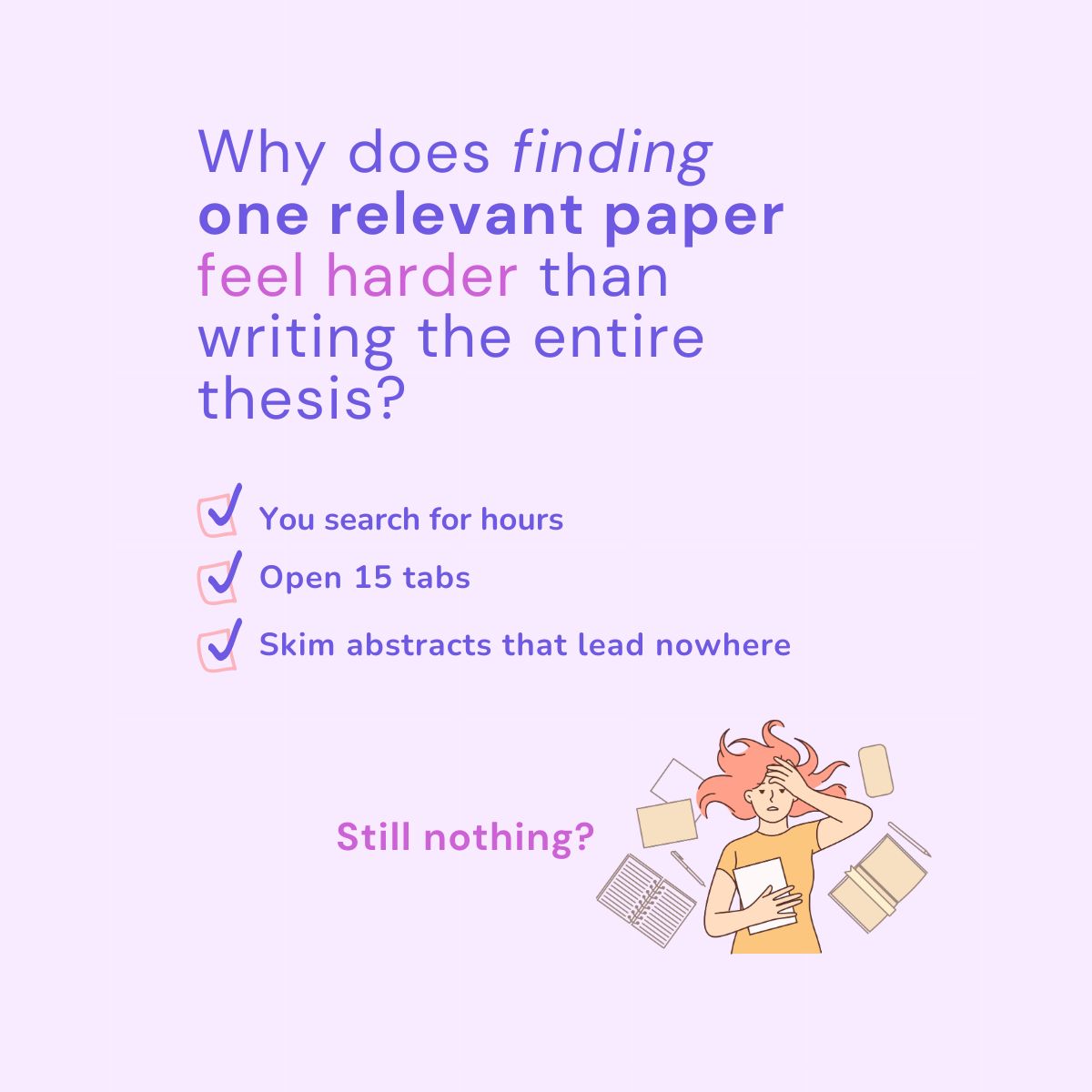 You’re not alone if you’ve spent hours scrolling through Google Scholar, only to end up with a mess of half-relevant studies and zero clarity 🫣 

SciSummary cuts through the clutter by recommending papers actually related to your research 💫 💻 

No more dead ends. Just better,