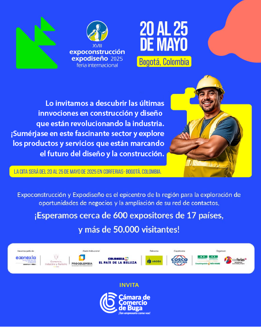 🏗️ ¡La XVIII Expoconstrucción Expodiseño 2025 está por llegar!
Descubre la plataforma de negocios más importante del sector de la construcción, infraestructura y diseño en la región.

Dirigido a: Distribuidores, constructoras, empresas de diseño de interiores y decoración.