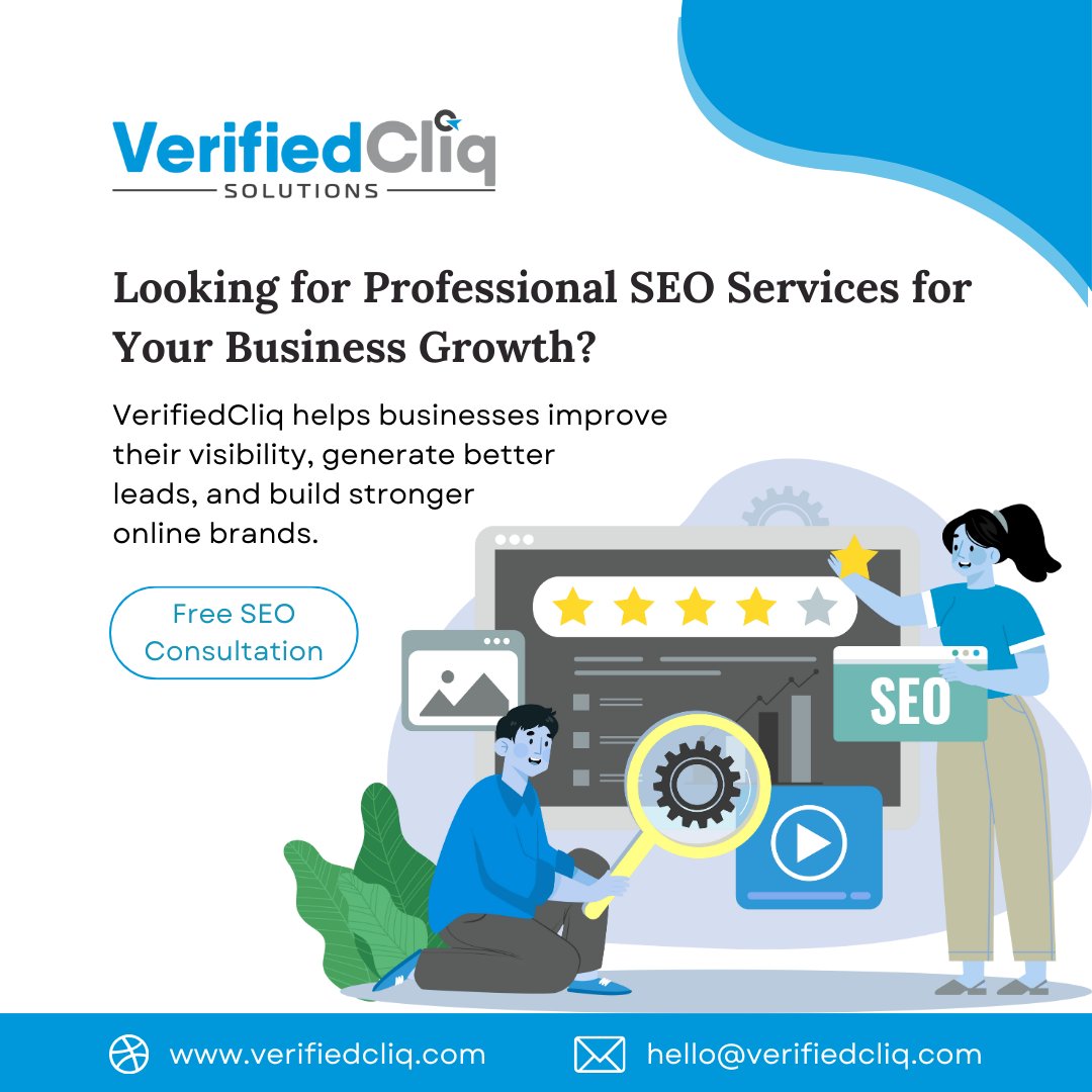 VCliq Solutions (@vcliqsolutions) on Twitter photo Looking for Professional #SEO Services for Your #BusinessGrowth?
#VerifiedCliq works with businesses of all sizes to improve search rankings, boost web traffic, and create lasting digital impact.
📩 info@verifiedcliq.com
🌐 verifiedcliq.com/seo-consulting…
#SEOExperts #LeadGeneration Looking for Professional #SEO Services for Your #BusinessGrowth?
#VerifiedCliq works with businesses of all sizes to improve search rankings, boost web traffic, and create lasting digital impact.
📩 info@verifiedcliq.com
🌐 verifiedcliq.com/seo-consulting…
#SEOExperts #LeadGeneration