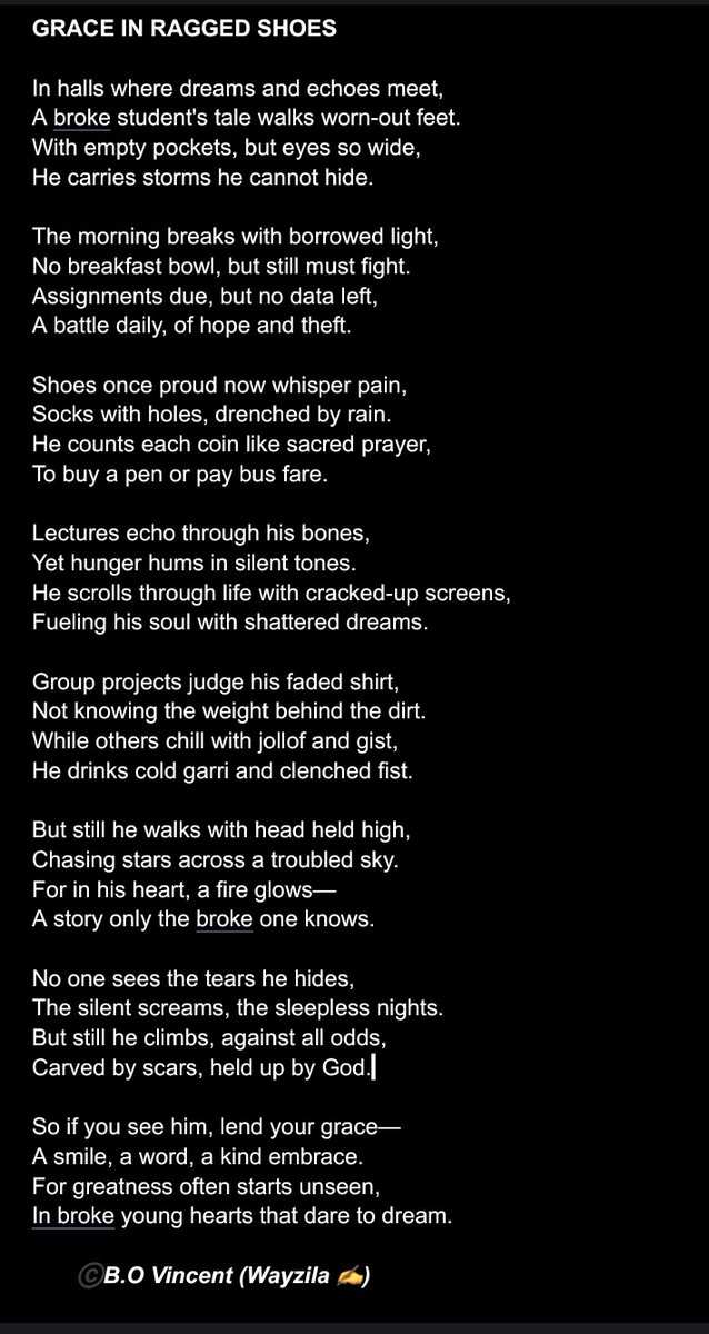 wayz_999's tweet image. GRACE IN THE RAGGED SHOE😪😞