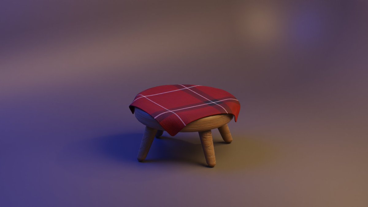 4n3ao's tweet photo. 椅子できた！！思ったよりライト暗いな　#Blender #10日でblender練習帳 https://t.co/fHjKpd9KQo