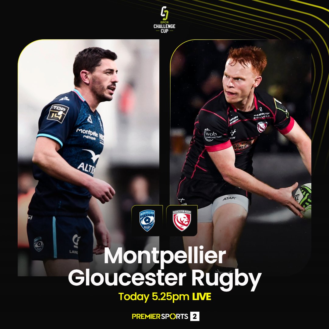 A tantalising #ChallengeCupRugby clash on the menu 😍

Tune in for live coverage of Montpellier v Gloucester from 5.25pm on Premier Sports 2 📺