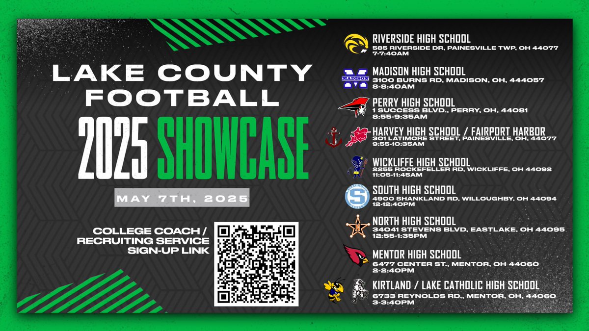 Lake County Showcase, May 7th

Some great student-athletes across the county will be showcasing their talents on the field and sharing successes in the classroom.

College coaches, don’t miss out!!