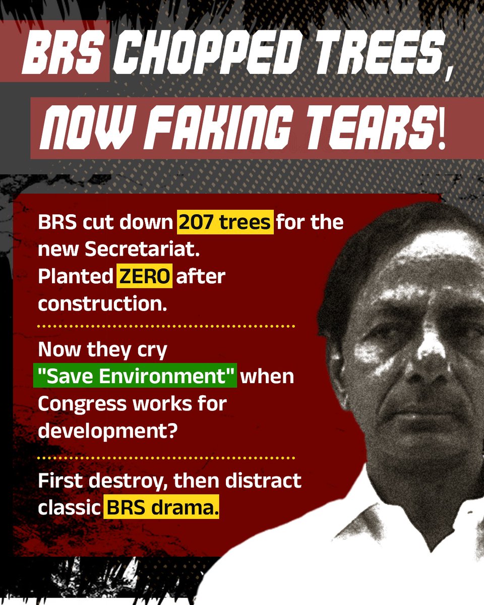 BeingAravind_'s tweet image. BRS cries about the environment now, but when they built the new Secretariat, they chopped down 207 trees and didn’t even plant one in return. #BRSDestroyedForests
 @RahulGandhi @MNatarajanINC