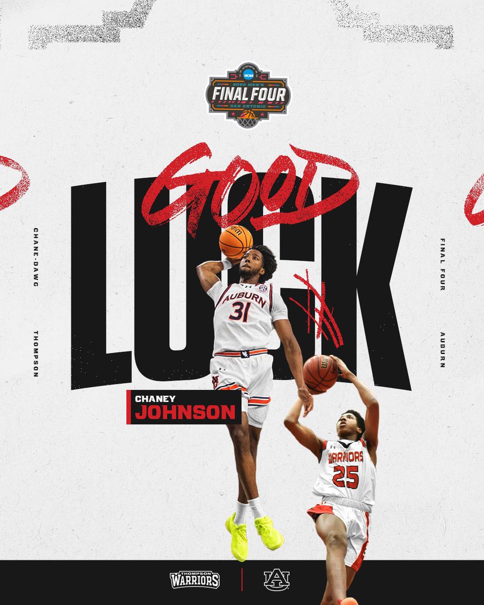 Thompson Men’s Basketball (@ths_bbasketball) on Twitter photo It’s Gameday! From Alabaster, AL to the biggest stage in basketball, The Final Four. The road ends here <a href="/__cjohn__/">Chaney Johnson</a> We wish you very best of luck this weekend!
War Eagle & Go Warriors! It’s Gameday! From Alabaster, AL to the biggest stage in basketball, The Final Four. The road ends here <a href="/__cjohn__/">Chaney Johnson</a> We wish you very best of luck this weekend!
War Eagle & Go Warriors!
