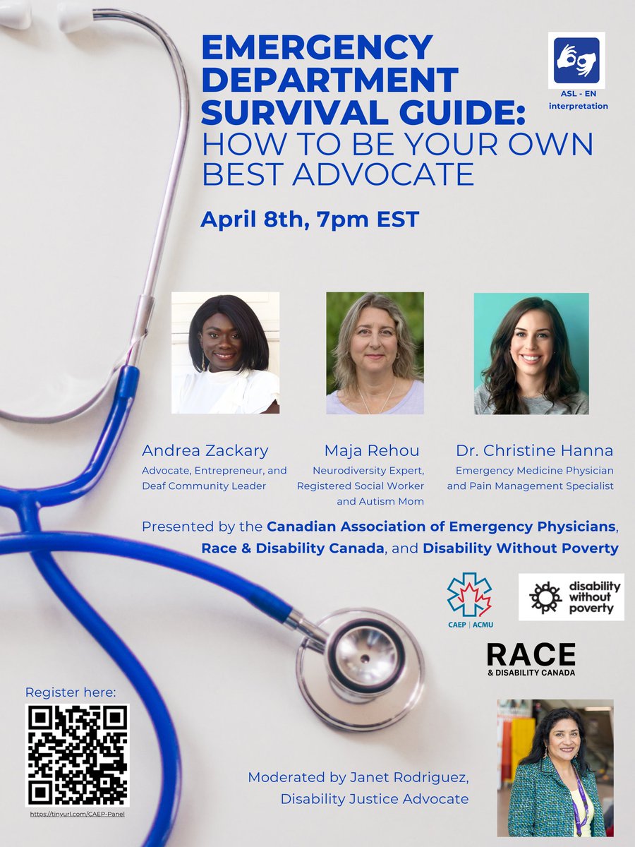 Jennifer Bryan (@drjbryan) on Twitter photo April 8th, 7pm EST "Emergency Survival Guide: How To Be Your Own Best Advocate"! Register at tinyurl.com/CAEP-Panel <a href="/CAEP_Docs/">CAEP</a> <a href="/Disability_WP/">Disability Without Poverty</a> <a href="/Race_Disability/">Race and Disability Canada</a> April 8th, 7pm EST "Emergency Survival Guide: How To Be Your Own Best Advocate"! Register at tinyurl.com/CAEP-Panel <a href="/CAEP_Docs/">CAEP</a> <a href="/Disability_WP/">Disability Without Poverty</a> <a href="/Race_Disability/">Race and Disability Canada</a>