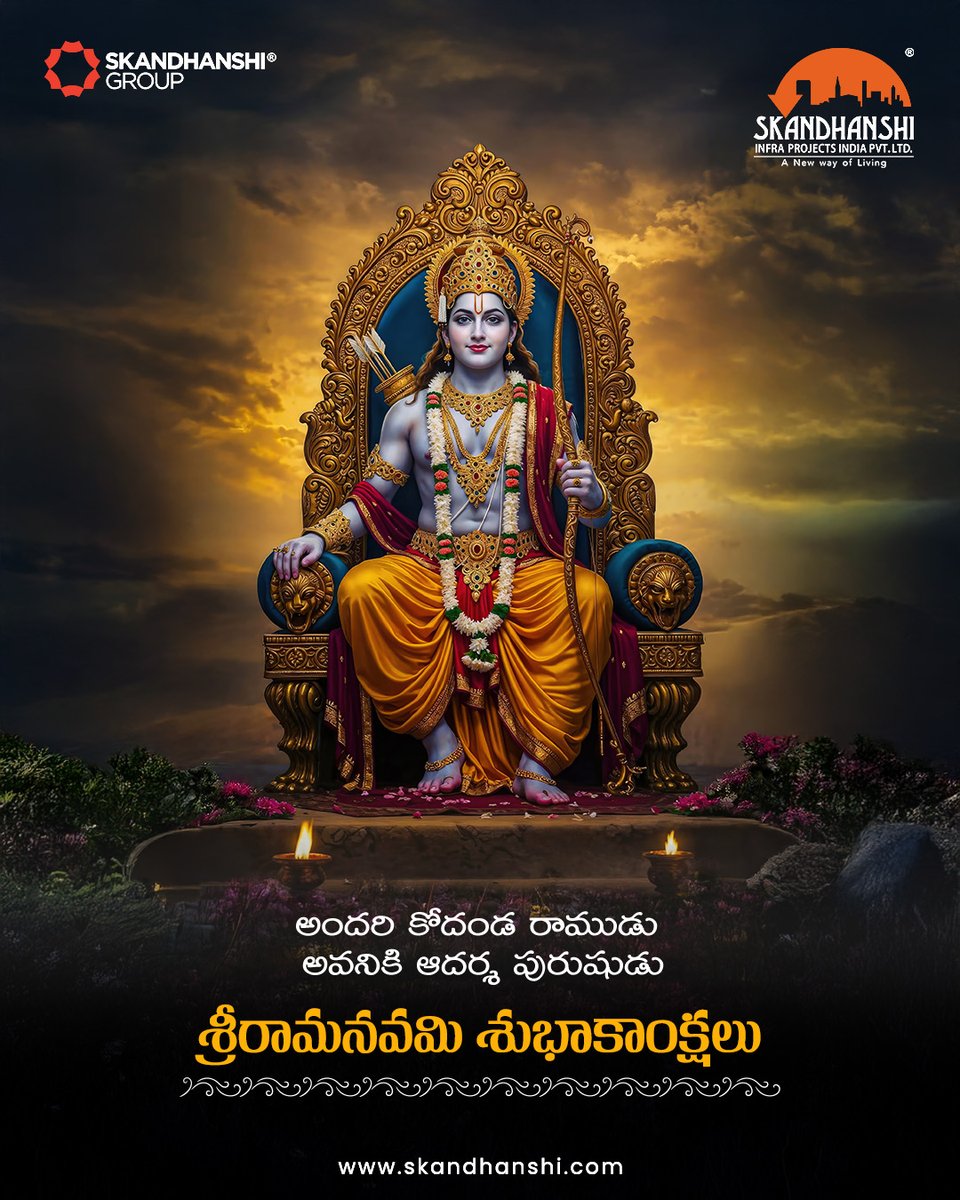 skandhanshi's tweet photo. On this divine day of Lord Rama's birth, who honored dharma and showed an ideal path to the world, @skandhanshi Infra wishes everyone a blessed &amp; joyous Sri Rama Navami!

#SriRamaNavami #SriRamachandra #Srirama #RamaNavami #ramrajya #sriram #Ramavatar #jaishreeram #shreeramnavami https://t.co/dwNWupRfGS