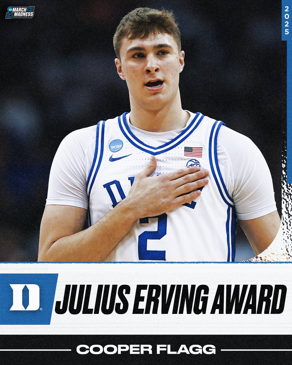 Another accolade for Cooper Flagg 🏆

The Freshman has earned Small Forward of the Year honors 🙌

#MarchMadness #ErvingAward