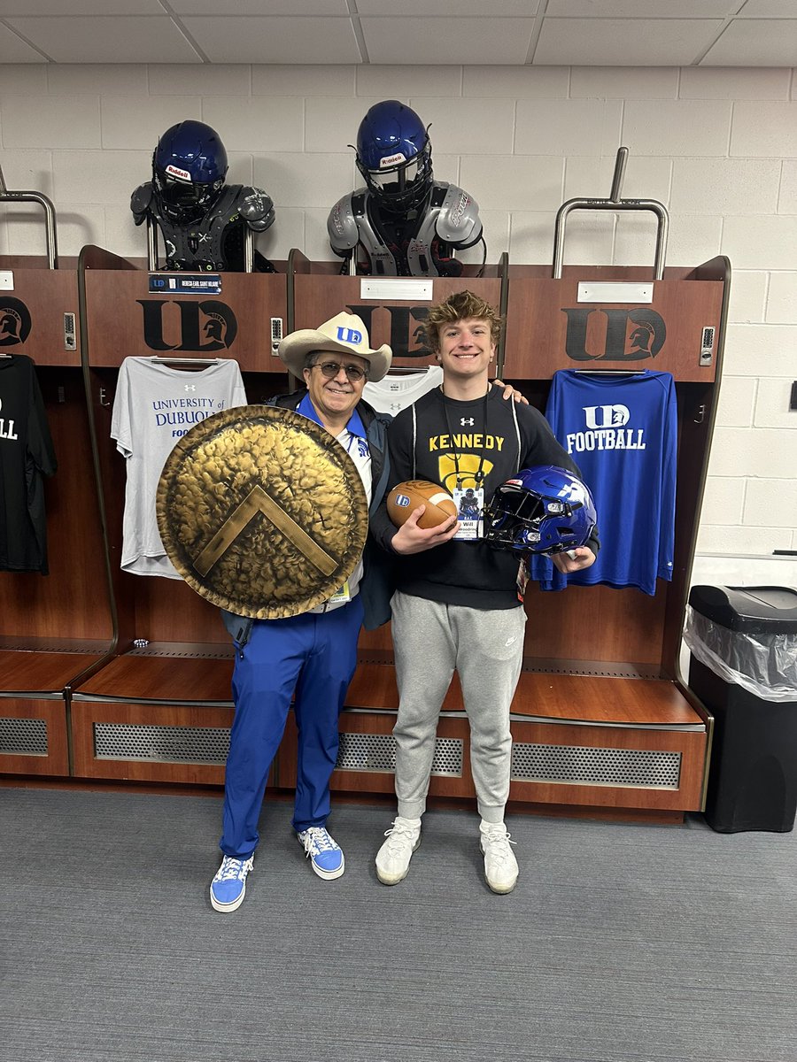 Thank you <a href="/DubuqueFootball/">Spartan Football</a> and <a href="/CoachShep3/">Mitch Shepherd</a> for having me here for Junior day! I had a great time on campus! <a href="/CRKFootball/">Cedar Rapids Kennedy Football</a>