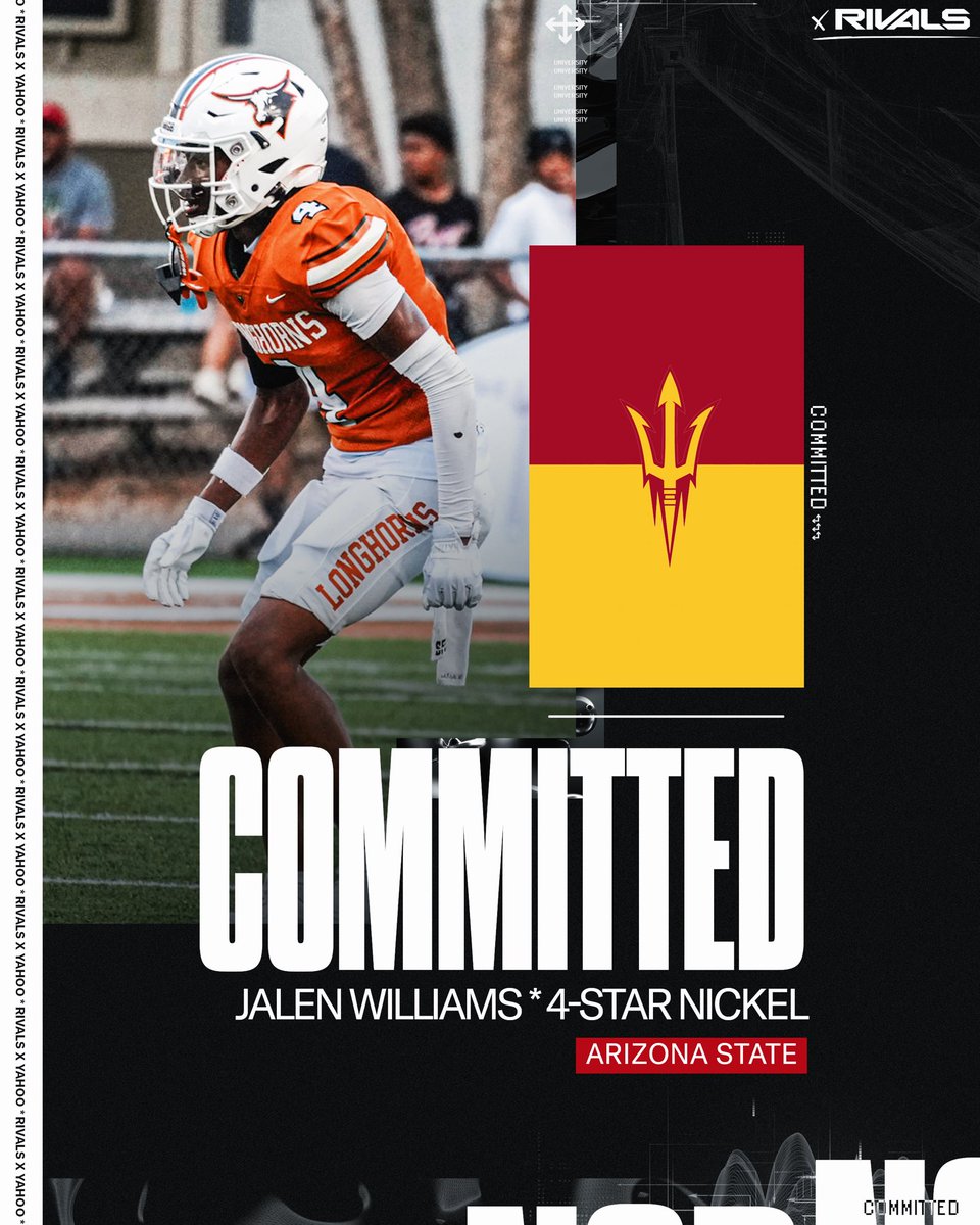 BREAKING: Four-star NICKEL DB Jalen Williams has committed to Arizona State, he tells <a href="/Rivals/">Rivals</a> 🔱

“I’ve made my visits, talked to coaches, and saw what I needed to see. Arizona State made me a priority and never wavered”

More: n.rivals.com/news/arizona-s…