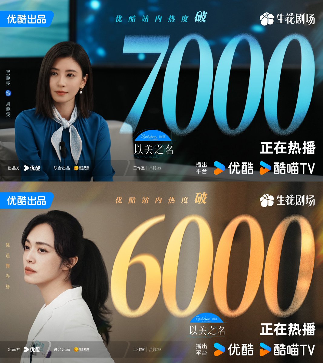 FKShi's tweet photo. TV Series #以美之名/ #YiMeiZhiMing/ #FightForBeauty got 7.000 heat index popularity on YOUKU.

Cast :  #YaoChen #ChiaChingWen (#AlyssaChia) #HouWenYuan #YuanHong #DaiLeLe #WangXi #ZuoLingFeng #TanXiHe etc

~Weibo 04 Apr 2025~ https://t.co/2Ir9K1PHmg