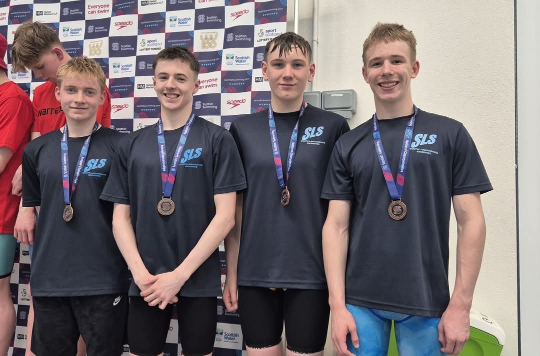 Well done boys- Bronze in the 4x200m Free relay! 
<a href="/SLSwimteam/">South Lanarkshire Swimming</a>
A special Well Done to our Finlay. 👏🏼