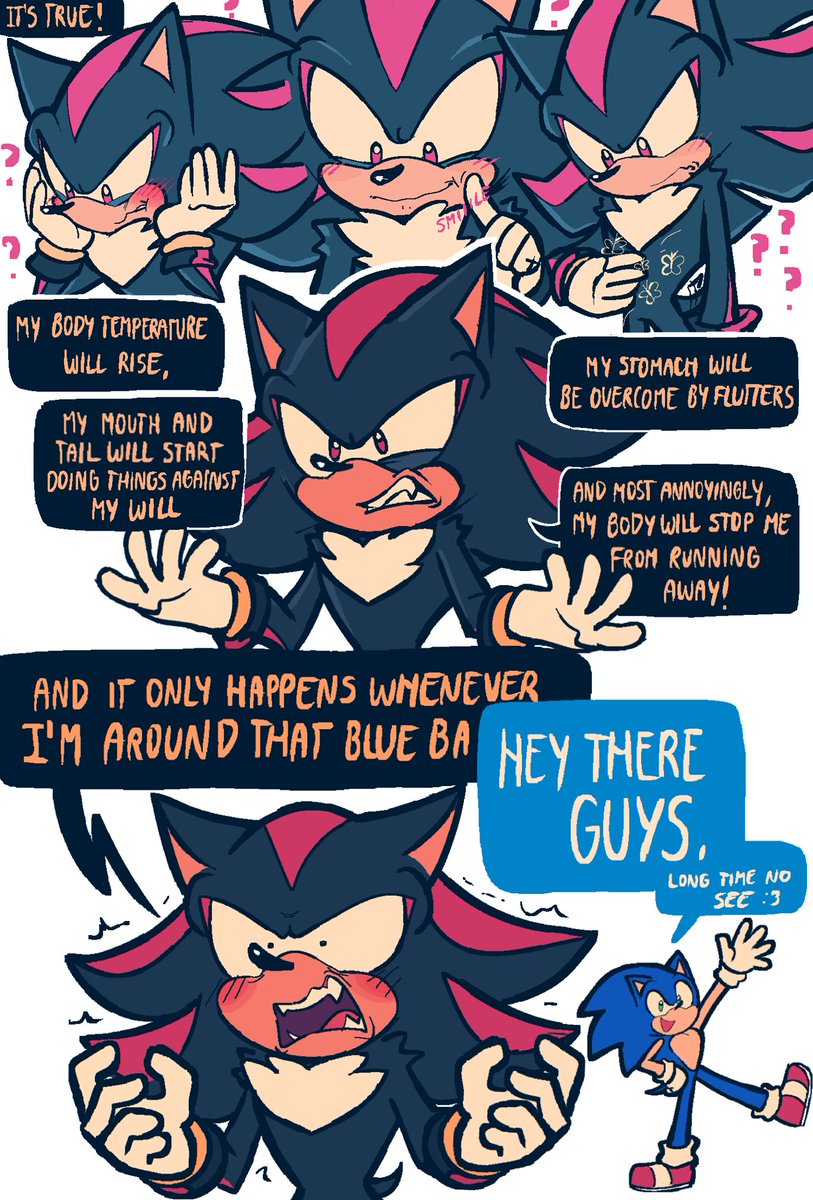 mercurioshadowz's tweet image. I like to think Shadow thinks he's going to die when he falls in love lol #sonadow #sth