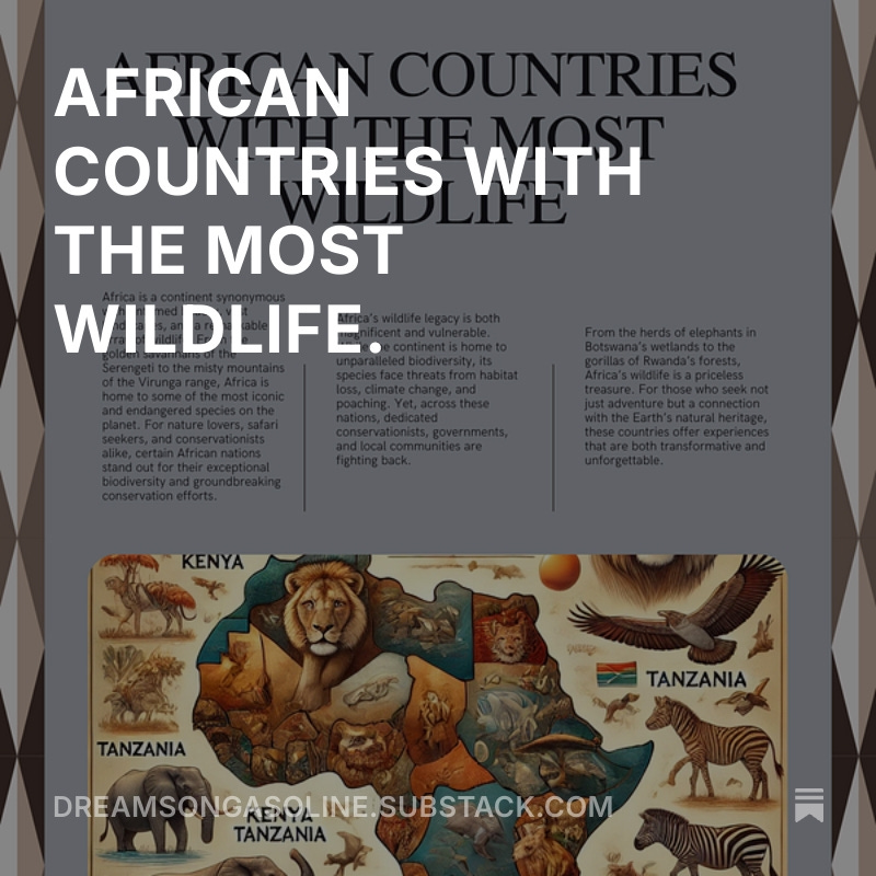DreamsOnTURBO's tweet photo. I just published AFRICAN COUNTRIES WITH THE MOST WILDLIFE https://t.co/rPfgTbt9uv
#VisitTanzania #SerengetiNationalPark #NgorongoroCrater #MaasaiMara #KenyaWildlife #ExploreBotswana #OkavangoDelta #ChobeNationalPark #KrugerNationalPark #EtoshaNationalPark #SkeletonCoast https://t.co/vHTYnGvV8k