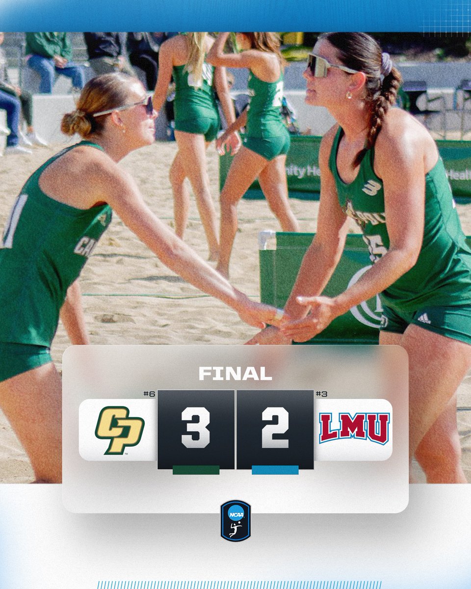 NCAA Women's Volleyball (@ncaavolleyball) on Twitter photo MUSTANGS WITH THE WIN‼️
No. 6 <a href="/calpolybeach/">Cal Poly Beach Volleyball</a> gets the 3-2 win over No. 3 LMU!
#NCAABeachVB MUSTANGS WITH THE WIN‼️
No. 6 <a href="/calpolybeach/">Cal Poly Beach Volleyball</a> gets the 3-2 win over No. 3 LMU!
#NCAABeachVB