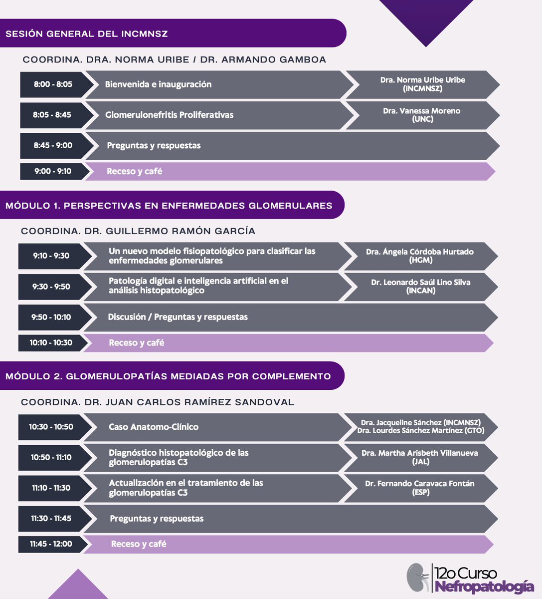 ¡Ya inició la cuenta regresiva para el 12vo curso de Nefropatología!

2 días de actualizaciones en enfermedades glomerulares y trasplante!

📅 11 de abril:

✅ GN proliferativas con la Dra. Vanessa Moreno 🇻🇪🇺🇸
✅ La nueva clasificación de enfermedades glomerulares con la Dra.